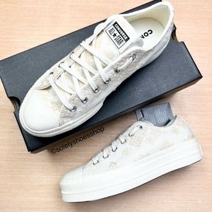 Converse CTAS Lift Ox Platform Sneakers In Vintage White Women's US 10 Shoes